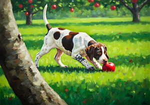 German Shorthaired Pointer Puppy Discovers Apple Orchard by Puppy Prints