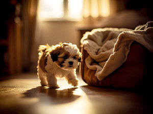 Sleepy Shih Tzu Puppy Ready For Bedtime by Puppy Prints