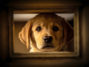 Puppy Waits For Visitors To Arrive
