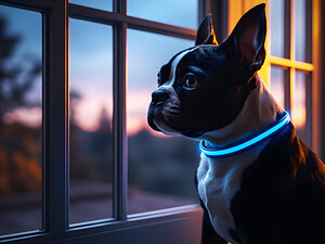 Boston Terrier Puppy Gets Special Collar by Puppy Prints