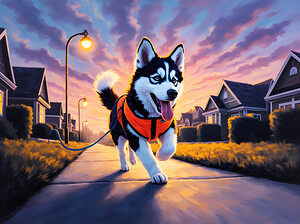 Husky Puppy Ready For Evening Adventure