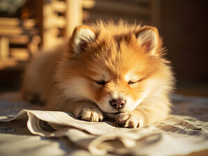 Alert Pomeranian Ready For Adventure by Puppy Prints