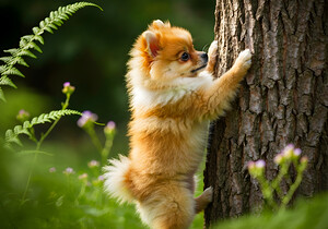 Pomeranian Puppy Discovers The Perfect Climbing Challenge by Puppy Prints