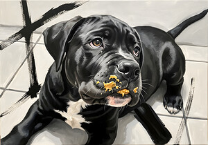 Happy Puppy Enjoys Delicious Peanut Butter Experience