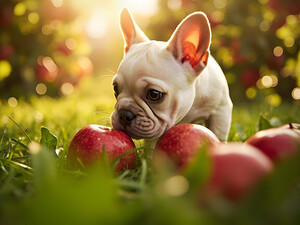 French Bulldog Puppy Discovers Apple Orchard by Puppy Prints