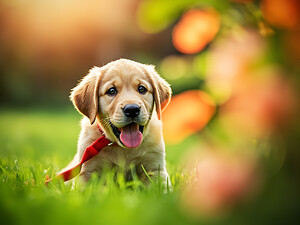 Tired Puppy Rests After Leash Adventure