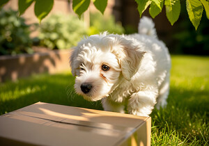 Bichon Frise Puppy Discovers Mysterious Garden Box by Puppy Prints