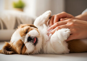 Sleepy Shih Tzu Puppy After Perfect Belly Rubs by Puppy Prints