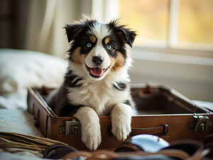 Content Puppy Settles Down For Suitcase Journey