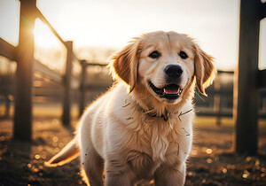 Golden Retriever Puppy Discovers Farm Haystack Adventure by Puppy Prints