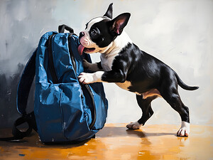 Boston Terrier Puppy Eyes The Backpack Challenge
