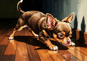 Chihuahua Puppy Discovers Dancing Wall Shadows by Puppy Prints