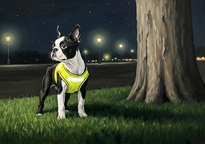 Sleepy Boston Terrier Puppy Returns From Night Walk by Puppy Prints