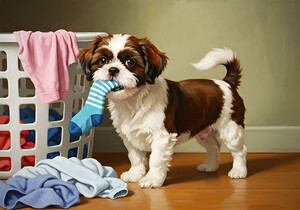 Playful Shih Tzu Puppy Escapes With Stolen Sock by Puppy Prints
