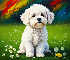 Sleepy Bichon Frise Puppy Resting Peacefully by Puppy Prints