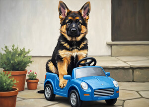 Sleepy German Shepherd Puppy In Car by Puppy Prints