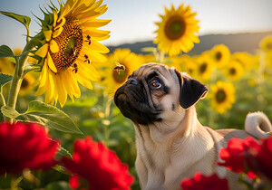 Pug Puppy Discovers Garden Bees by Puppy Prints