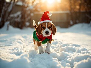 Beagle Puppy Gets Ready For Holiday Fun by Puppy Prints