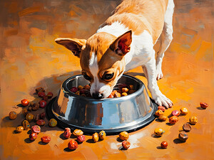 Chihuahua Puppy Discovers Food Bowl by Puppy Prints