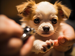 Chihuahua Puppy Waits For Nail Trimming Appointment by Puppy Prints