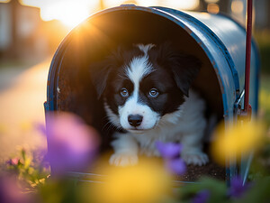 Border Collie Puppy Discovers Perfect Hiding Spot by Puppy Prints