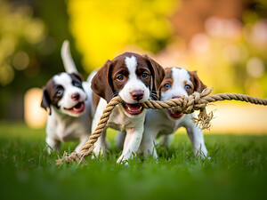 German Shorthaired Pointer Puppy Discovers Big Chew Toy by Puppy Prints