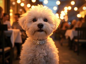 Bichon Frise Puppy Rests After Fun Evening