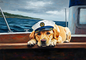 Sleepy Sailor Puppy Dreams Peacefully