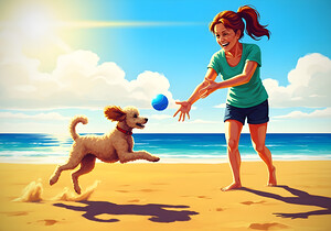 Poodle Puppy Discovers The Sandbox Adventure by Puppy Prints