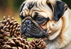 Pug Puppy Discovers Interesting Scents On Floor by Puppy Prints