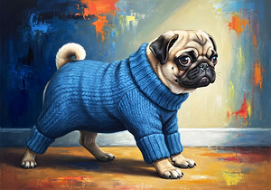 Pug Puppy Successfully Escapes Sleeve by Puppy Prints