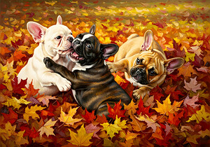French Bulldog Puppy Rests After Autumn Play by Puppy Prints