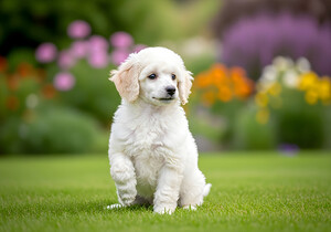 Poodle Puppy Ready To Learn Stay Command by Puppy Prints