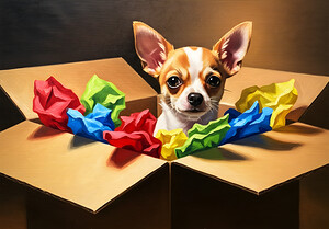 Chihuahua Puppy Naps After Christmas Present Adventure by Puppy Prints