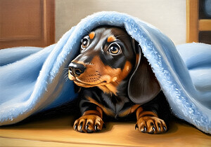 Dachshund Puppy Finds Perfect Hiding Spot Under Blanket