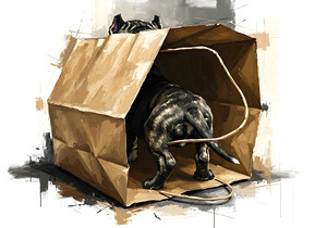 Happy Cane Corso Puppy Emerges From Shopping Bag Fun by Puppy Prints