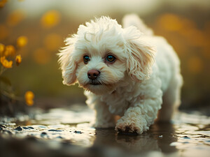 Happy Poodle Puppy Realizes The Truth About Reflections by Puppy Prints