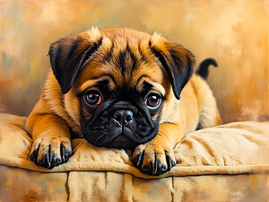 Pug Puppy Discovers The Amazing Moving Picture Box by Puppy Prints