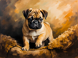 Pug Puppy Falls Asleep After Evening Entertainment by Puppy Prints