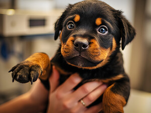 Rottweiler Puppys First Vet Visit by Puppy Prints
