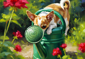 Wet Chihuahua Puppy After Watering Can Adventure by Puppy Prints