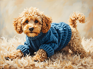 Poodle Puppys Sweater Adventure Begins by Puppy Prints