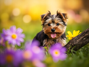 Yorkshire Terrier Puppy Finds Big Stick Adventure by Puppy Prints