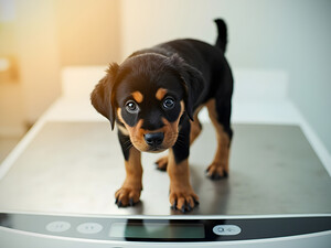 Brave Puppy Completes The Weighing