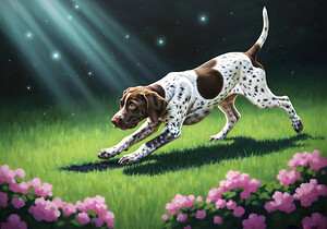 German Shorthaired Pointer Puppy Discovers Night Shadows by Puppy Prints