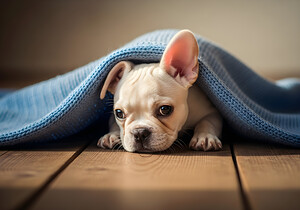 French Bulldog Puppy Discovers Cozy Blanket Adventure by Puppy Prints