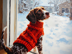 German Shorthaired Pointer Puppy Gets Winter Sweater by Puppy Prints