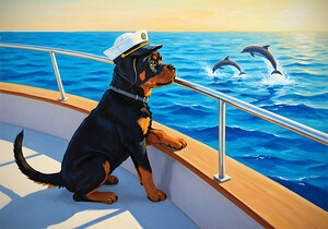 Rottweiler Puppy Ready For Maritime Adventure by Puppy Prints