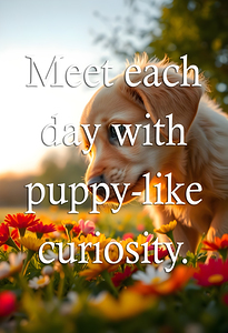 Puppy Curiosity: Golden Retriever Explores Morning Flowers by Puppy Prints