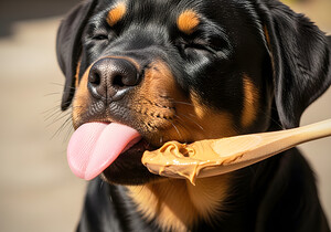 Happy Rottweiler Puppy After Tasty Discovery by Puppy Prints